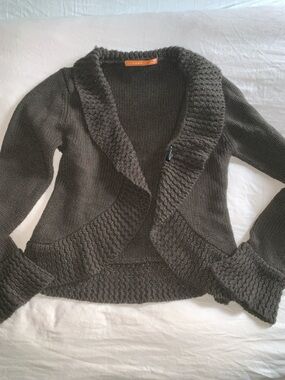 Broadway Women’s Brown Knit Shawl Collar Sweater Jacket Size Large